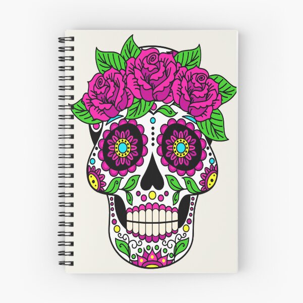 Aperçu de l'œuvre TÊTE DE MORT FLEURIE, ROSE , VERTE, BLANCHE, JAUNE ET VILAINES DENTS, HALLOWEEN créée et vendue par LouDisign.
