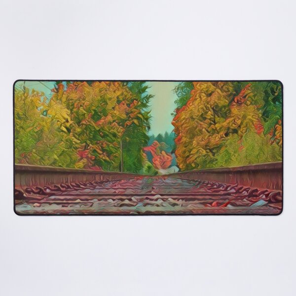 Item preview, Redline Railroad After a Fall Storm - Trains designed and sold by MistyMorningsOR.