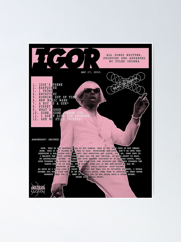 Tyler The Creator 'IGOR' Tracklist Poster