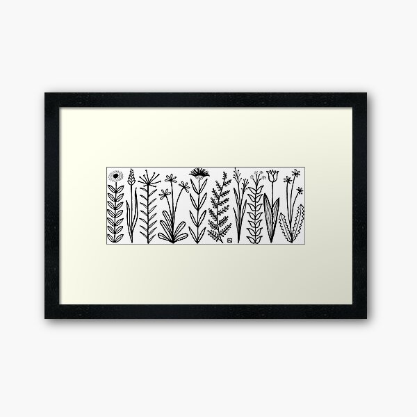 Blumenmuster scharz/weiß / flower pattern Framed Art Print