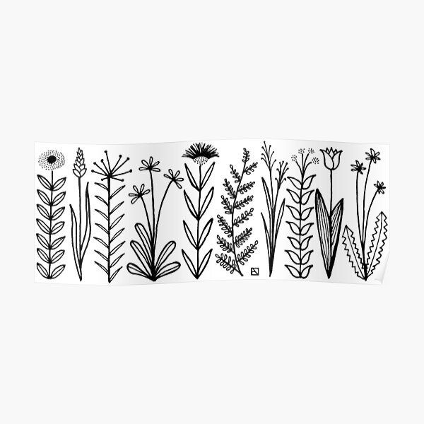 Blumenmuster scharz/weiß / flower pattern Poster