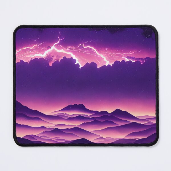 Item preview, Clouds and Lighning Bolts over Purple Mountains - Anime Landscape - Genshin Impact Symbol Element Electro Lightning - Inazuma designed and sold by Fregoulix.