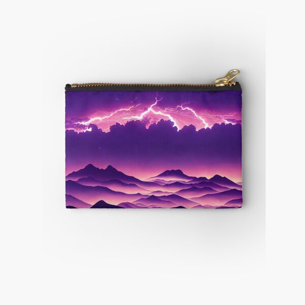 Item preview, Clouds and Lighning Bolts over Purple Mountains - Anime Landscape - Genshin Impact Symbol Element Electro Lightning - Inazuma designed and sold by Fregoulix.