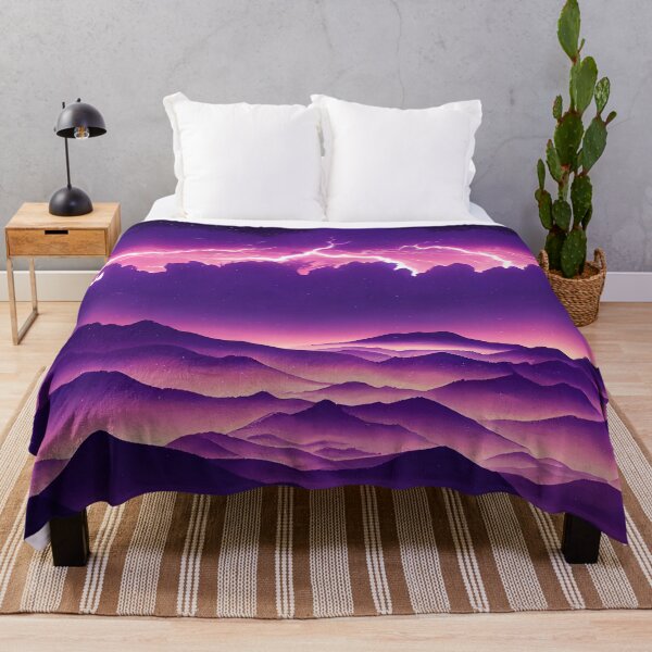 Item preview, Clouds and Lighning Bolts over Purple Mountains - Anime Landscape - Genshin Impact Symbol Element Electro Lightning - Inazuma designed and sold by Fregoulix.