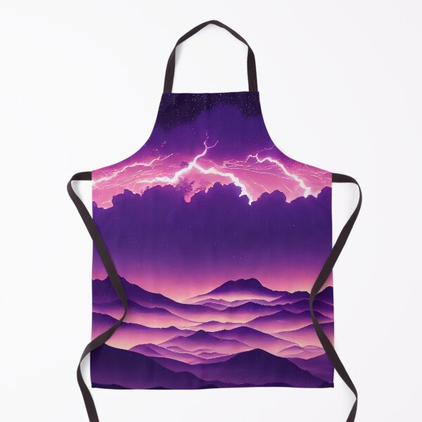 Item preview, Clouds and Lighning Bolts over Purple Mountains - Anime Landscape - Genshin Impact Symbol Element Electro Lightning - Inazuma designed and sold by Fregoulix.
