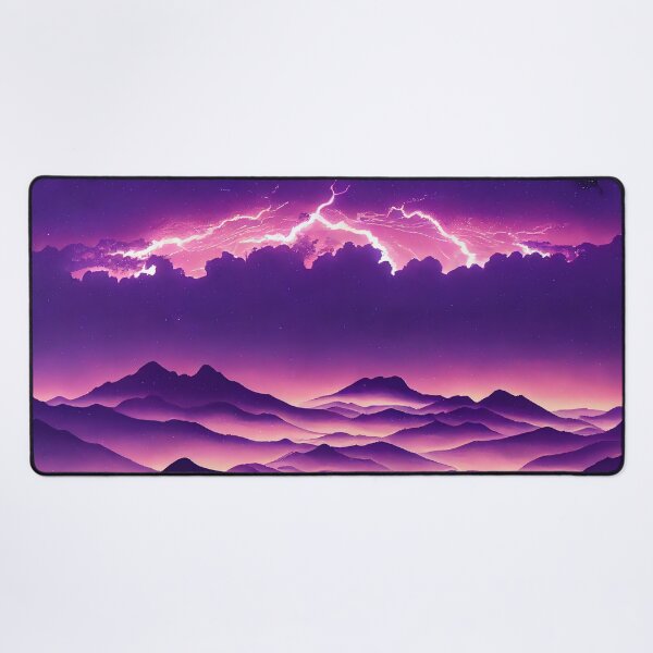Item preview, Clouds and Lighning Bolts over Purple Mountains - Anime Landscape - Genshin Impact Symbol Element Electro Lightning - Inazuma designed and sold by Fregoulix.