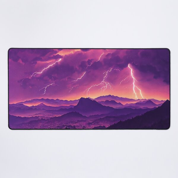 Item preview, Electro Storm and Lightning Bolts over Purple Mountains - Anime Landscape - Genshin Impact Symbol Element Electro Lightning - Inazuma designed and sold by Fregoulix.