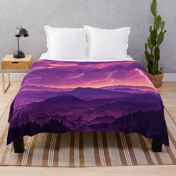 Item preview, Electro Storm and Lightning Bolts over Purple Mountains - Anime Landscape - Genshin Impact Symbol Element Electro Lightning - Inazuma designed and sold by Fregoulix.