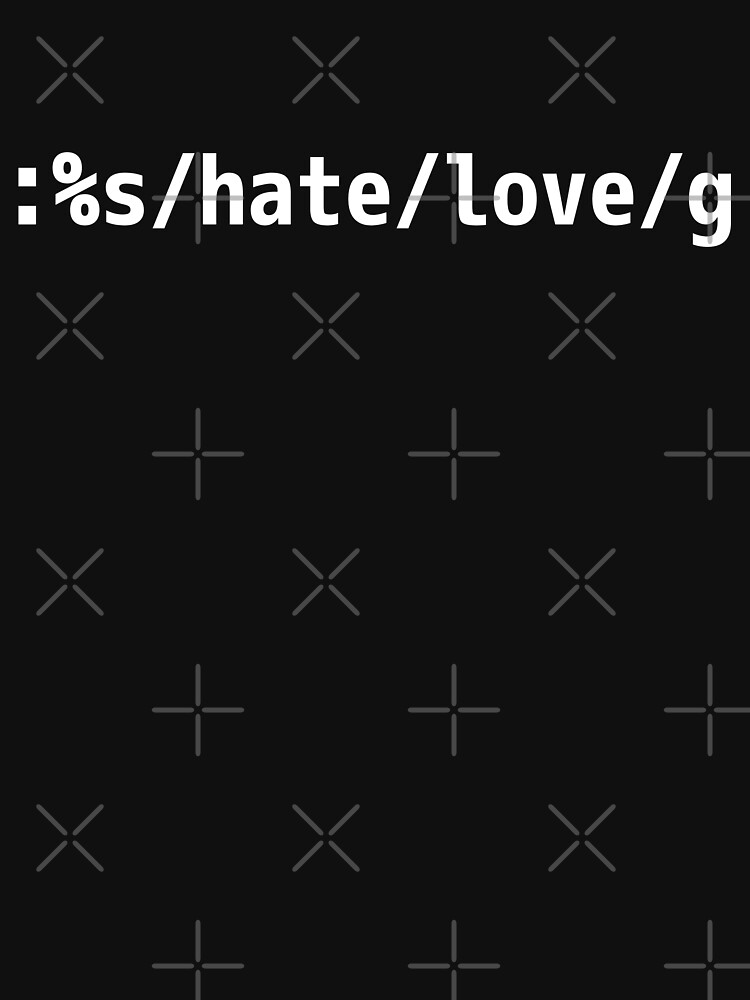 Replace Hate with Love - Peaceful vi/Vim Geek White Design by geeksta