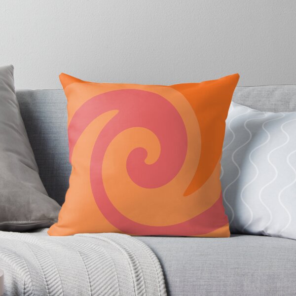 Melon orange monochromatic stripe wave pattern Throw Pillow