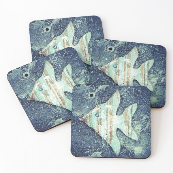 Item preview, Angel Fish Abstract Grunge Style Beach House Décor 1 of 2 designed and sold by Beachy.