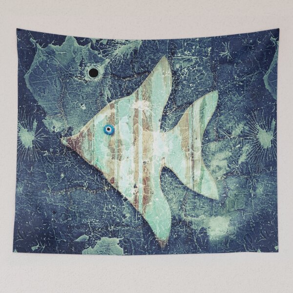 Item preview, Angel Fish Abstract Grunge Style Beach House Décor 1 of 2 designed and sold by Beachy.