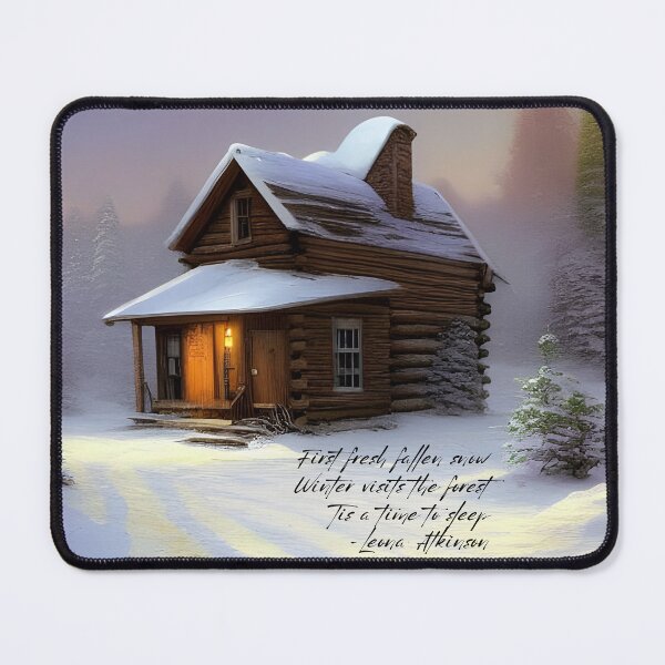 Item preview, Old Abandoned Cabin in the Snowy Forest with a Haiku designed and sold by Caregiverology.