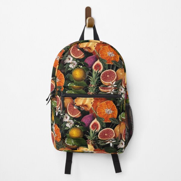 Item preview, Trendy blooming citrus pineapples fruits pattern, orange botanical illustration, black orange floral illustration    designed and sold by ZeinabTaha.