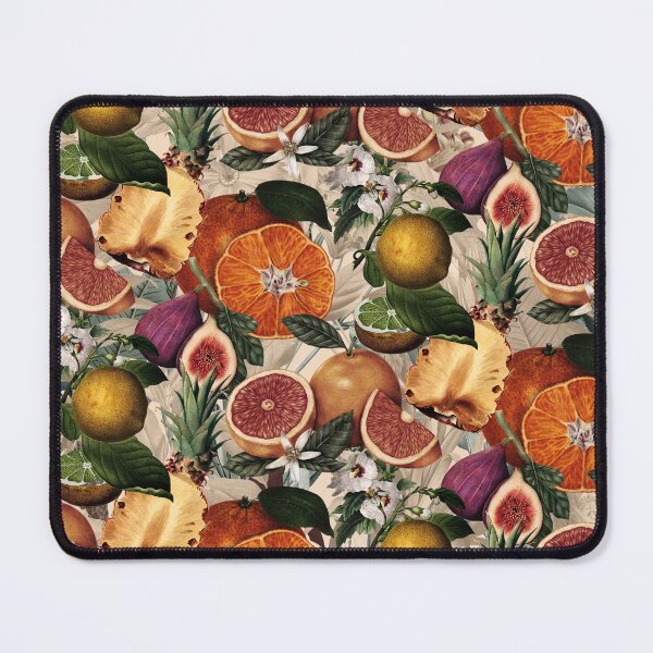 Item preview, Trendy blooming citrus pineapples fruits pattern, orange botanical illustration, beige orange floral illustration    designed and sold by ZeinabTaha.
