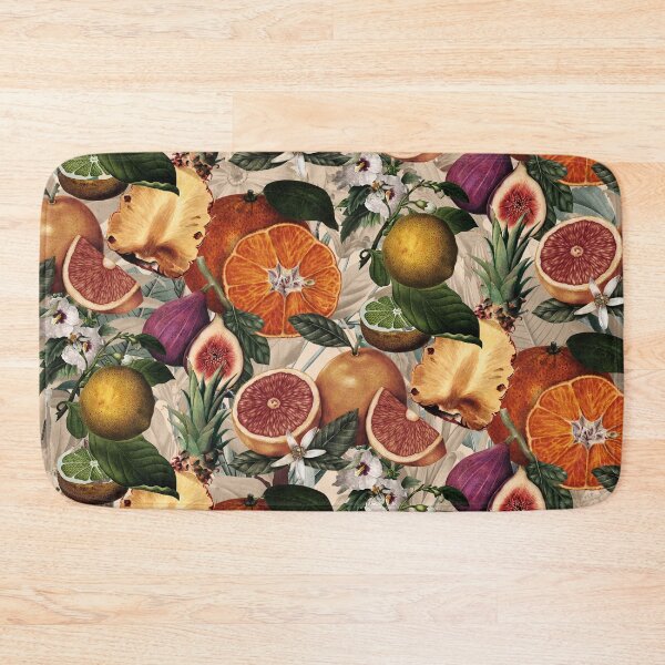 Item preview, Trendy blooming citrus pineapples fruits pattern, orange botanical illustration, beige orange floral illustration    designed and sold by ZeinabTaha.