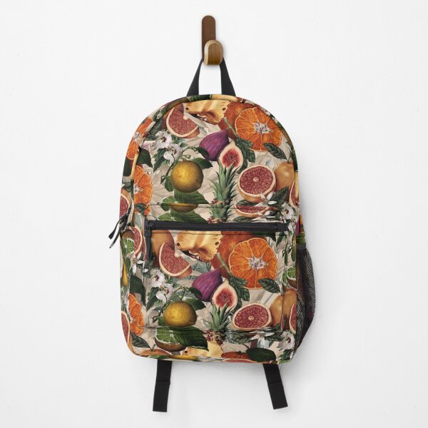 Item preview, Trendy blooming citrus pineapples fruits pattern, orange botanical illustration, beige orange floral illustration    designed and sold by ZeinabTaha.