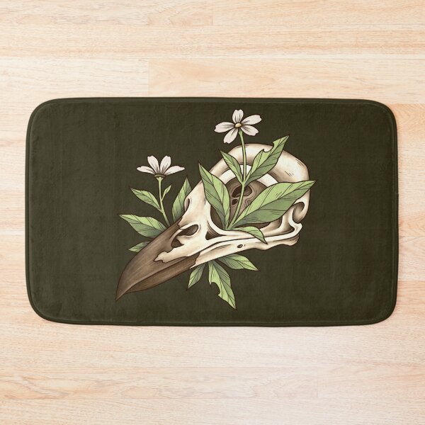 Item preview, Vulture Culture Bird Skull with Flower Raven Skull Green Witch Vintage Witchcraft Goblincore Furry Thieran Oddities and Curiosities  designed and sold by Veymoth.