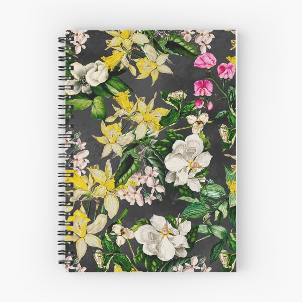 Item preview, Stylish Exotic flowers and leaves paradise garden, leaves and flowers tropical pattern, botanical illustration, yellow grey floral illustration  designed and sold by ZeinabTaha.