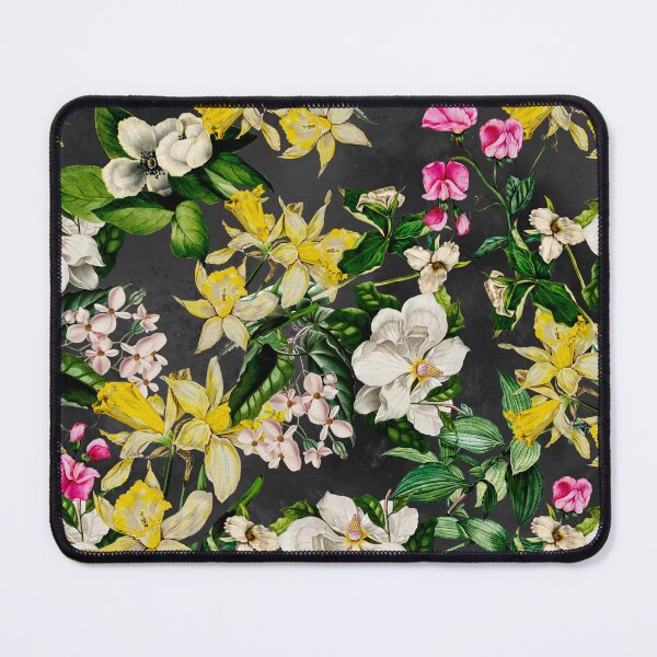 Item preview, Stylish Exotic flowers and leaves paradise garden, leaves and flowers tropical pattern, botanical illustration, yellow grey floral illustration designed and sold by ZeinabTaha.