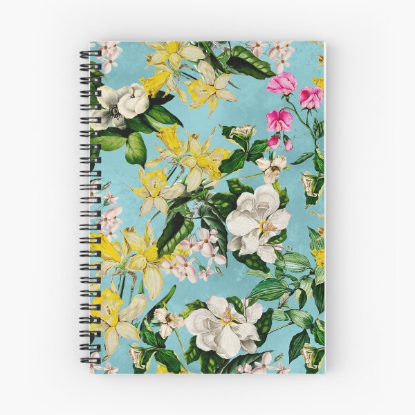 Item preview, Stylish Exotic flowers and leaves paradise garden, leaves and flowers tropical pattern, botanical illustration, yellow turquoise floral illustration  designed and sold by ZeinabTaha.