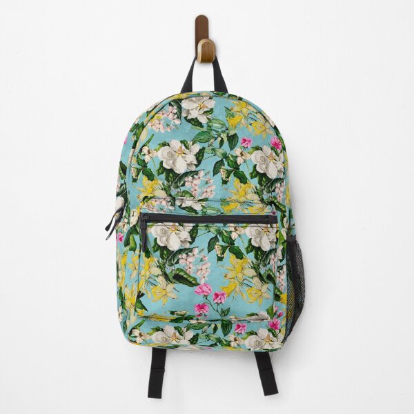 Item preview, Stylish Exotic flowers and leaves paradise garden, leaves and flowers tropical pattern, botanical illustration, yellow turquoise floral illustration designed and sold by ZeinabTaha.