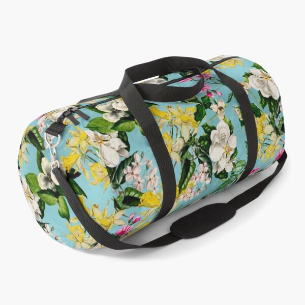 Item preview, Stylish Exotic flowers and leaves paradise garden, leaves and flowers tropical pattern, botanical illustration, yellow turquoise floral illustration designed and sold by ZeinabTaha.