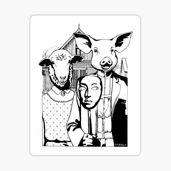 Item preview, Animal Farm/American Gothic Mashup designed and sold by happynerdyshirt.
