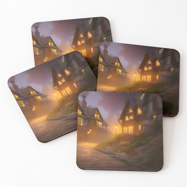 Item preview, Village Night Scene | Fantasy Art designed and sold by LenaKiagia.