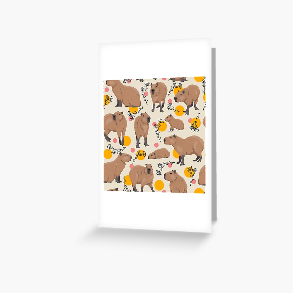 "seamless pattern with capybaras south America wild animals" Greeting