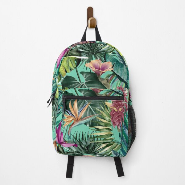 Item preview, Exotic tropical blooming forest, leaves and flowers tropical pattern, botanical illustration, green mint floral illustration designed and sold by ZeinabTaha.
