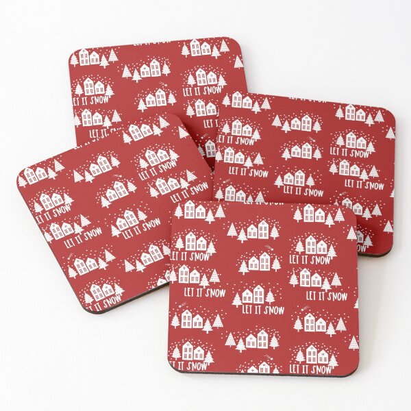 Item preview, Christmas Let it Snow Trees Houses Red White designed and sold by Jaydee001.