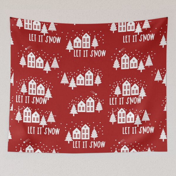 Item preview, Christmas Let it Snow Trees Houses Red White designed and sold by Jaydee001.