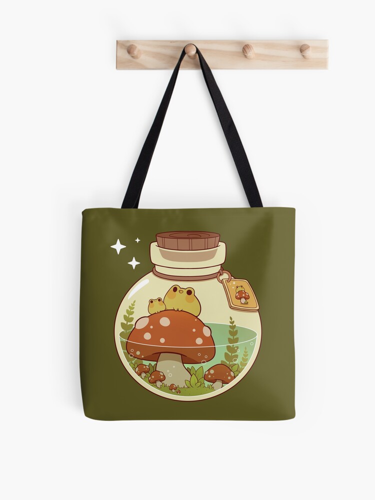 Thumbnail 1 of 2, Tote Bag, Frog and mushroom potion designed and sold by Rihnlin.