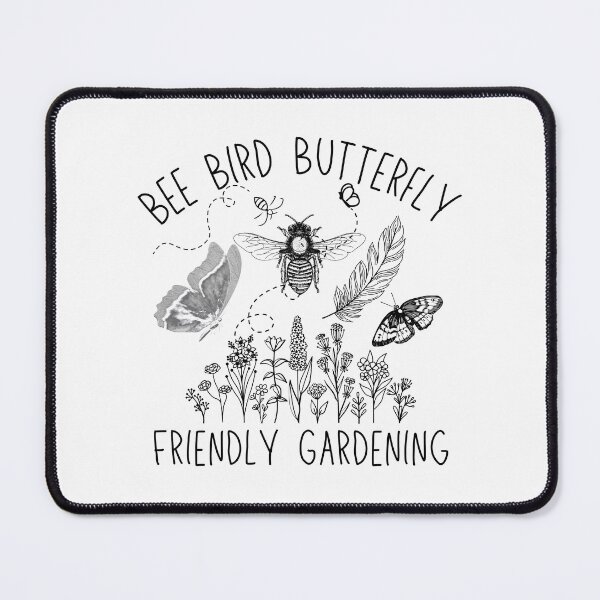 Item preview, Bee Bird Butterfly Friendly Gardening Black Line Drawing Design designed and sold by EarthArtDesigns.