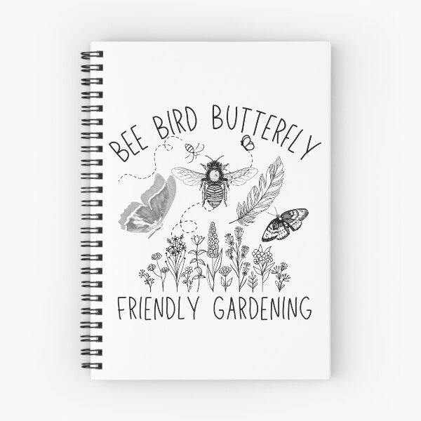 Item preview, Bee Bird Butterfly Friendly Gardening Black Line Drawing Design designed and sold by EarthArtDesigns.
