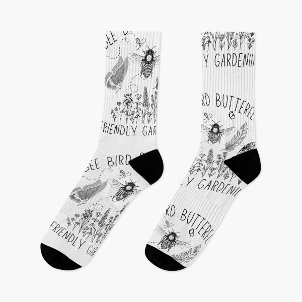 Item preview, Bee Bird Butterfly Friendly Gardening Black Line Drawing Design designed and sold by EarthArtDesigns.