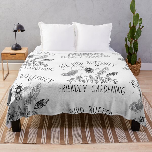 Item preview, Bee Bird Butterfly Friendly Gardening Black Line Drawing Design designed and sold by EarthArtDesigns.