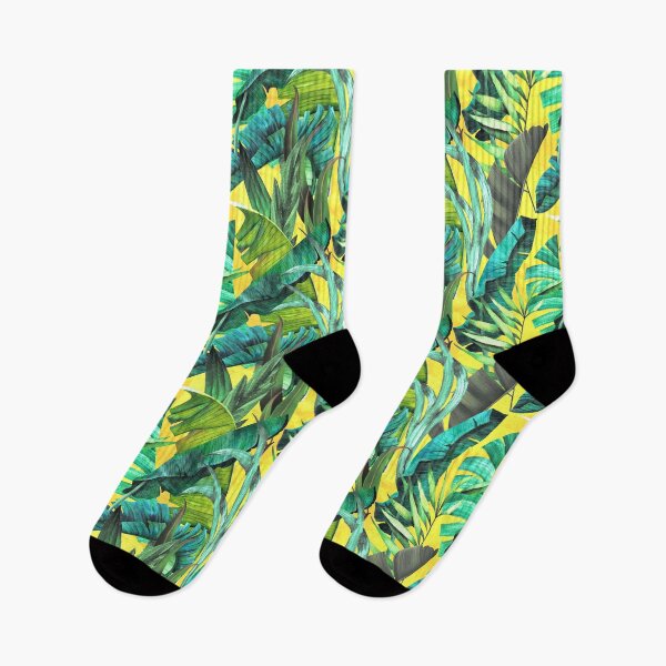Item preview, Exotic tropical green foliage forest, leaves and flowers tropical pattern, botanical illustration, yellow plants illustration   designed and sold by ZeinabTaha.