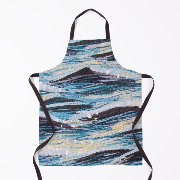 Item preview, Cool blue green ocean waves traditionally painted in gouache designed and sold by Chantellearts.