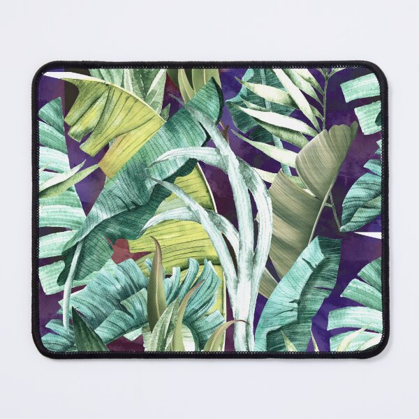 Item preview, Exotic tropical green foliage forest, leaves and flowers tropical pattern, botanical illustration, blue purple plants illustration designed and sold by ZeinabTaha.