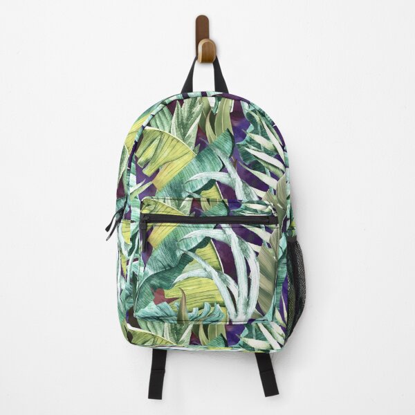 Item preview, Exotic tropical green foliage forest, leaves and flowers tropical pattern, botanical illustration, blue purple plants illustration designed and sold by ZeinabTaha.
