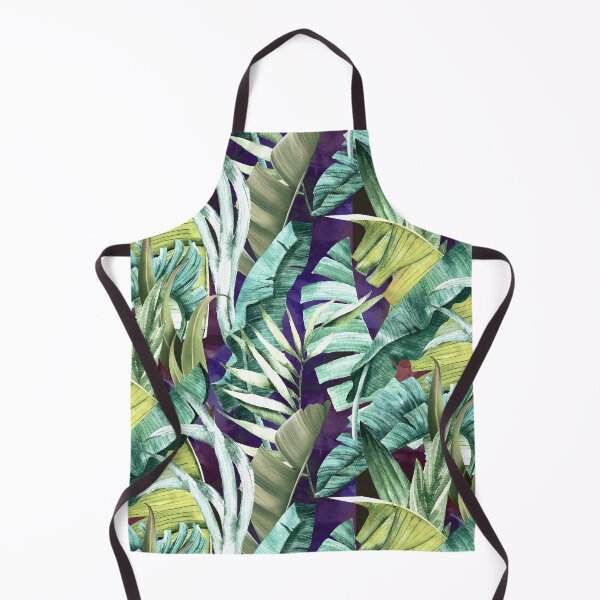 Item preview, Exotic tropical green foliage forest, leaves and flowers tropical pattern, botanical illustration, blue purple plants illustration designed and sold by ZeinabTaha.