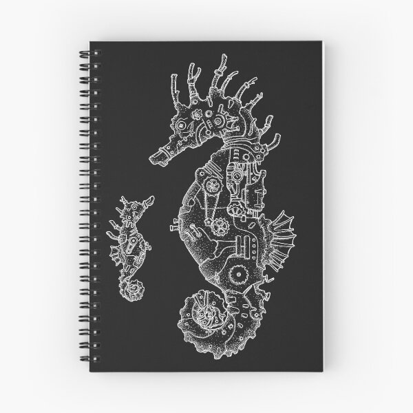 Item preview, Steampunk Seahorses (white lineart) designed and sold by Sam Deacon Art.