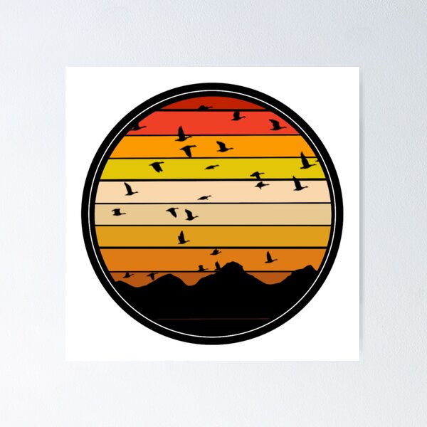 Artikelvorschau, Retro-Sonnenuntergang-Gebirgsvögel entworfen und verkauft von Cute Curations.