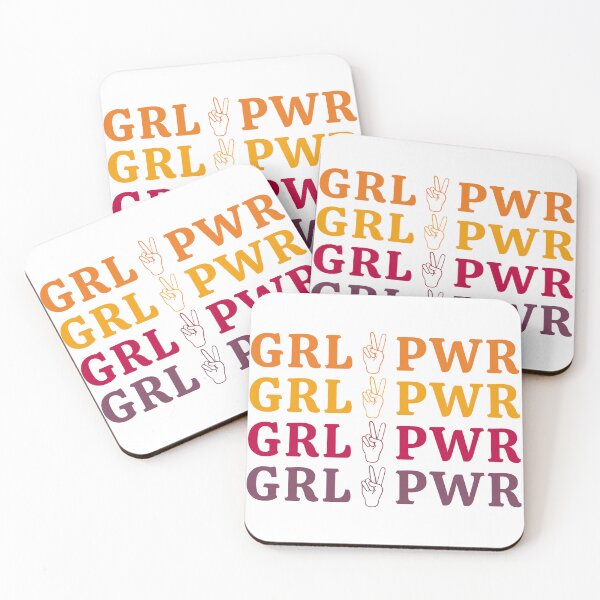 Item preview, GRL PWR W/ PEACE HAND REPEATING TEXT | GIRL POWER IN FALL COLORS  designed and sold by Festive Feminist.