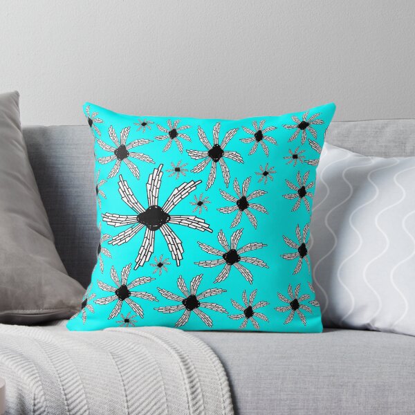 Aqua turquoise spiral wind catcher pattern Throw Pillow