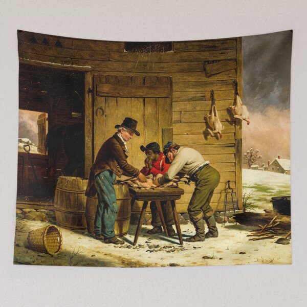 Item preview, Vintage Retro Christmas Wall Art Preparing for Christmas (Plucking Turkeys) by Francis William Edmonds designed and sold by AesthetesLegacy.