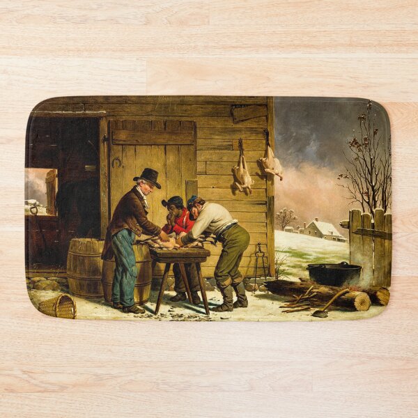 Item preview, Vintage Retro Christmas Wall Art Preparing for Christmas (Plucking Turkeys) by Francis William Edmonds designed and sold by AesthetesLegacy.