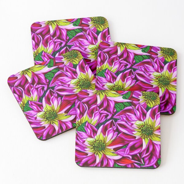Item preview, Pink flower patterns with yellow designed and sold by ArteEterno.